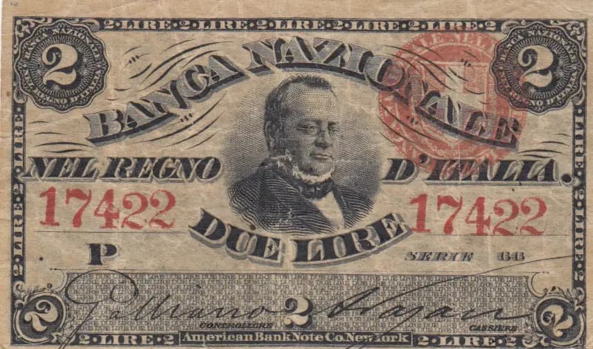 2 lire 1866 from Italy, P-S732