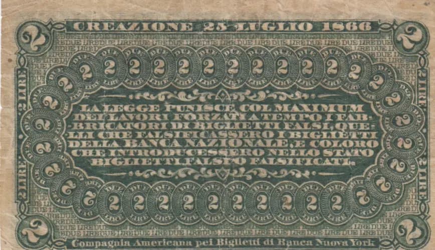 2 lire 1866 from Italy, P-S732 (1866) — image 2