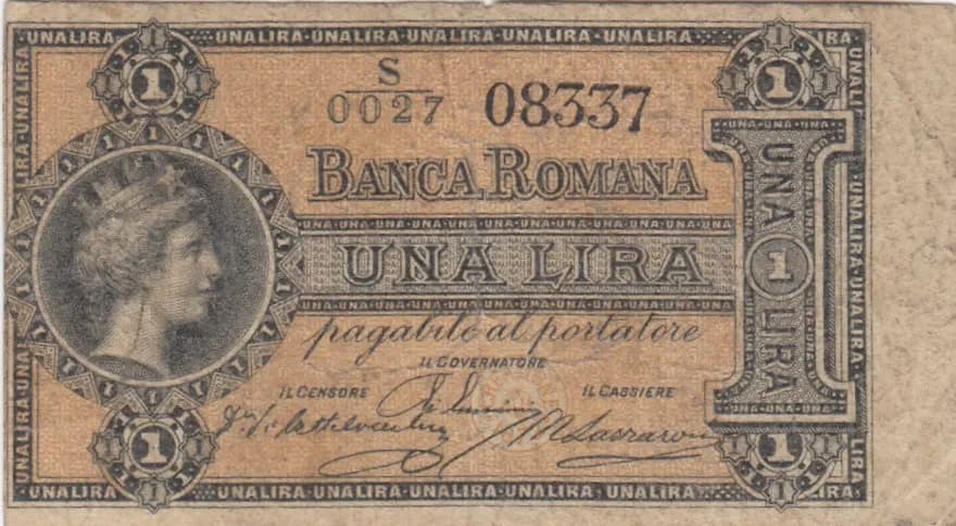 1 lira 1872 from Italy, P-S792 (1872) — image 1