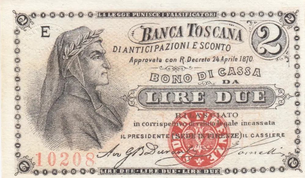 2 lire 1870 from Italy, P-unlisted (1870) — image 1