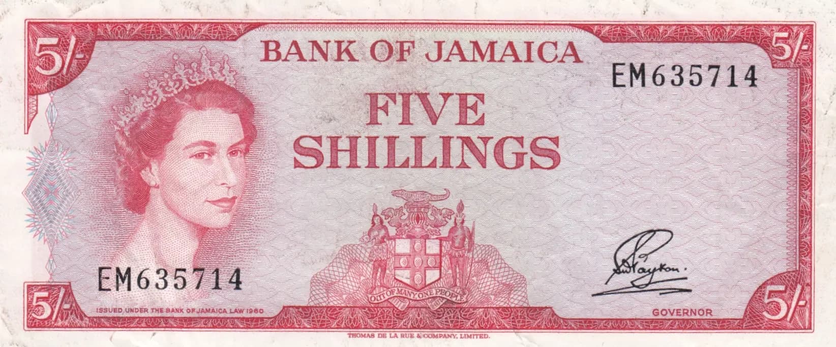 5 shillings 1964 from Jamaica, P-51Ab