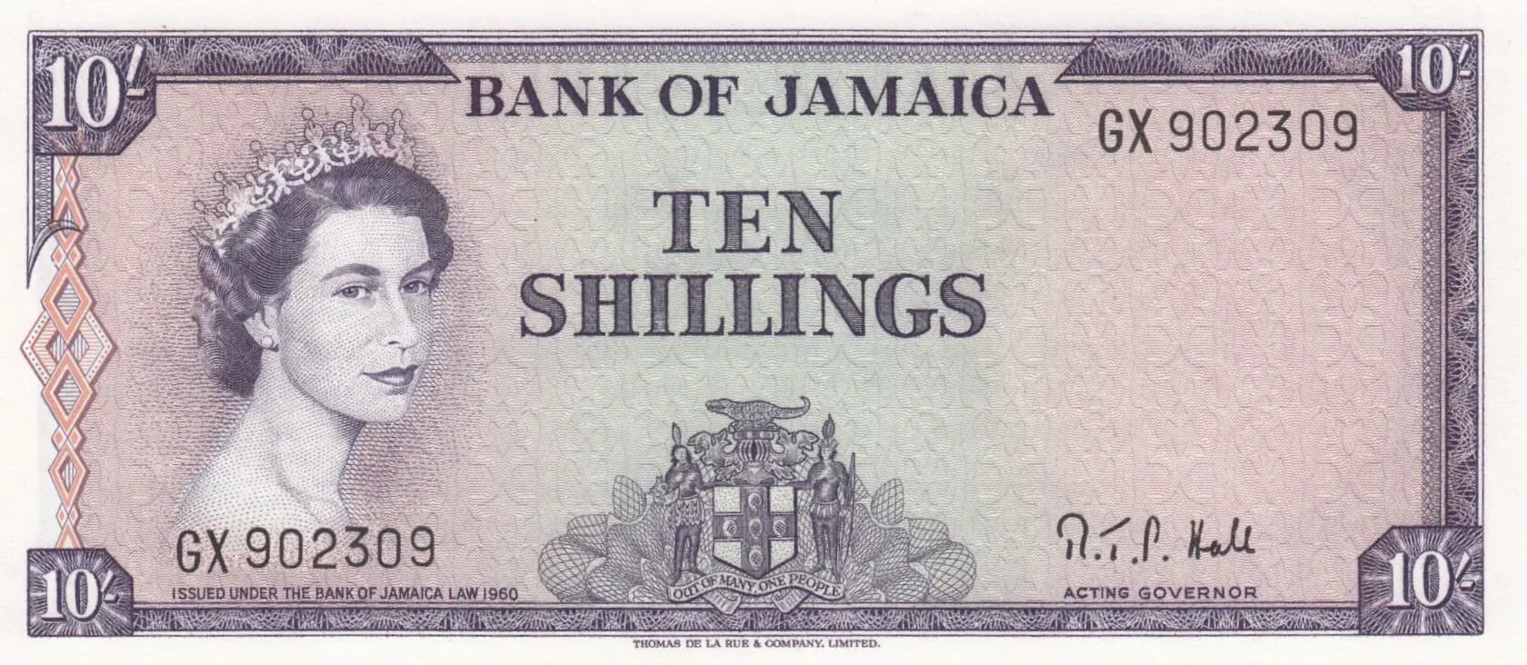 10 shillings 1964 from Jamaica, P-51Bc (1964) — image 1