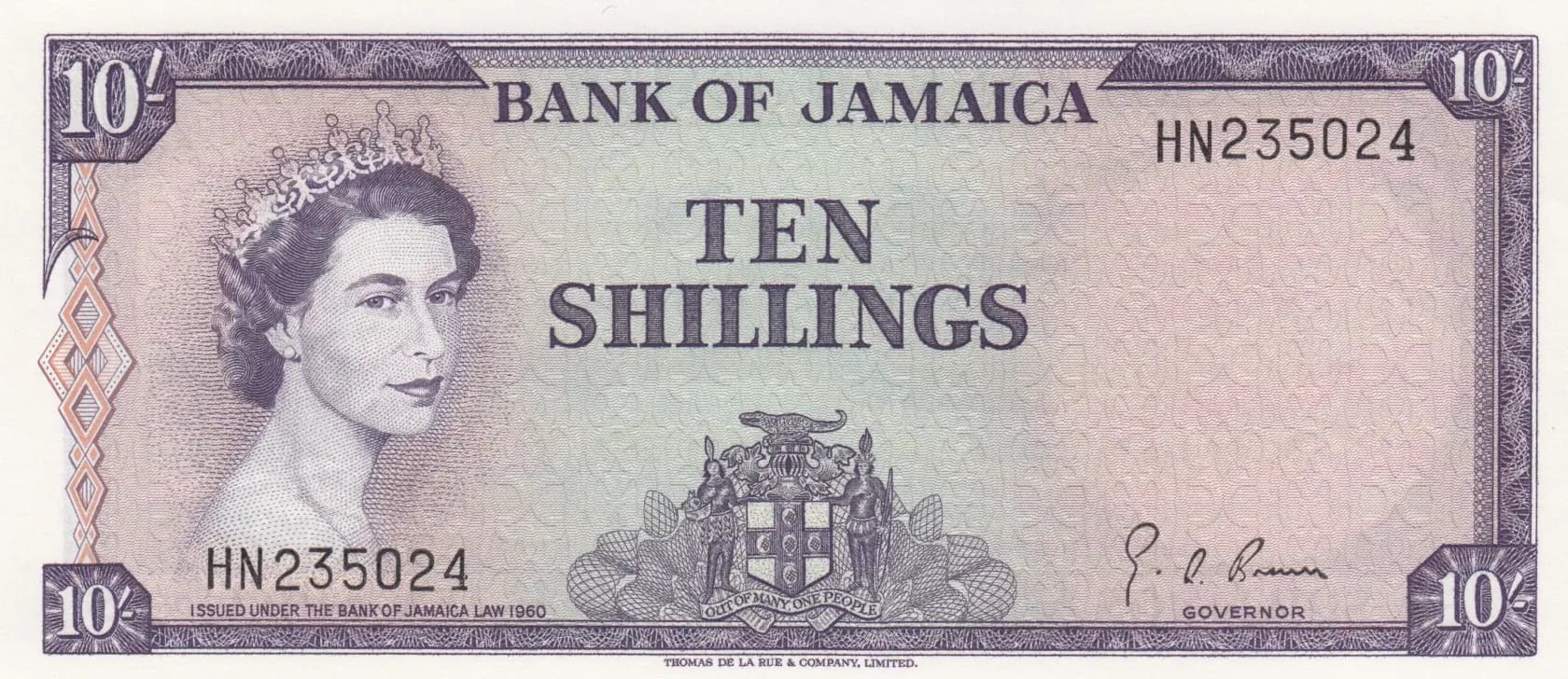 10 shillings 1964 from Jamaica, P-51Be (1964) — image 1