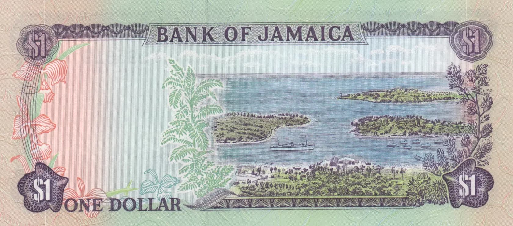 1 dollar 1970 from Jamaica, P-54 (1970) — image 2