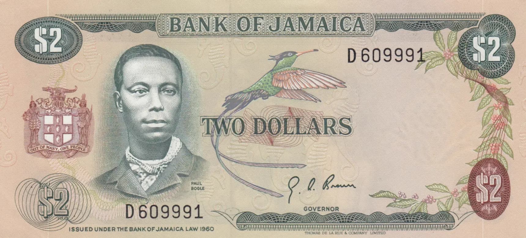 2 dollars 1970 from Jamaica, P-55 (1970) — image 1