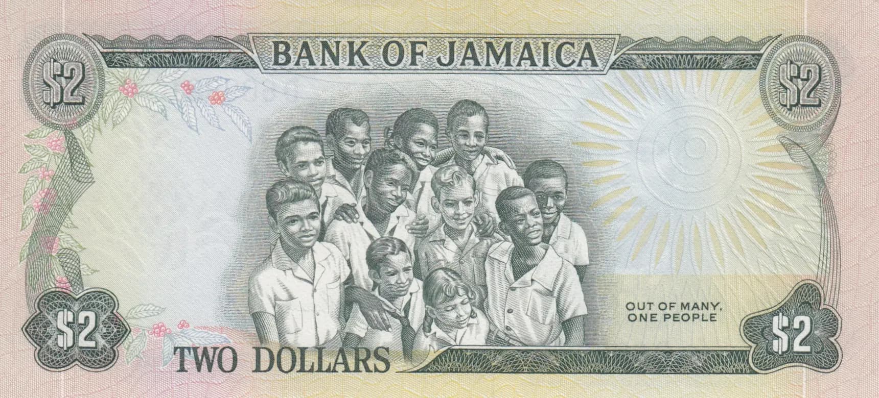 2 dollars 1970 from Jamaica, P-55 (1970) — image 2