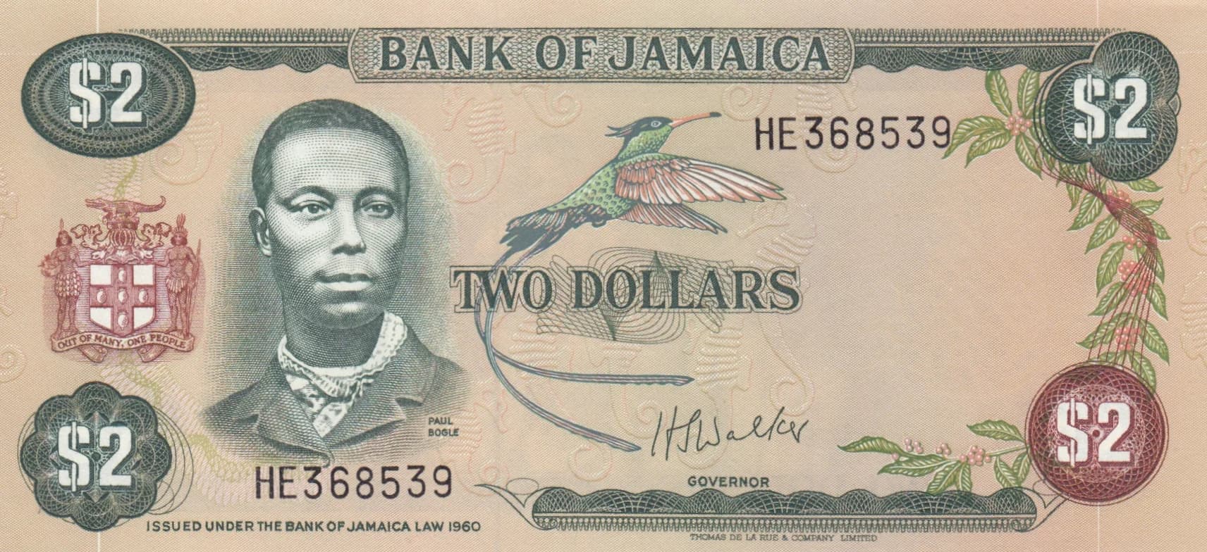 2 dollars 1976 from Jamaica, P-60b (1976) — image 1