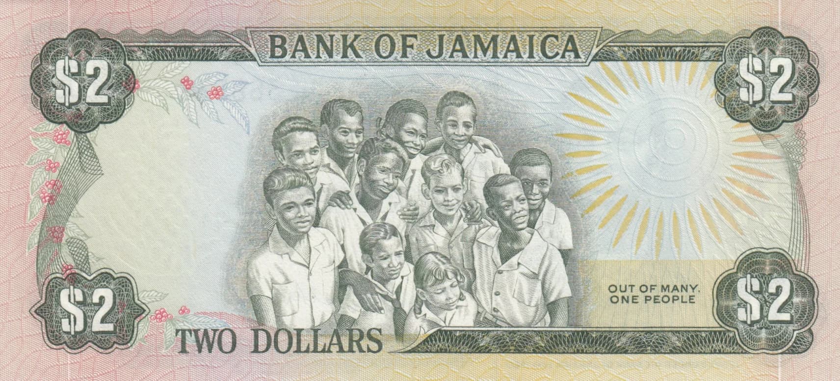 2 dollars 1976 from Jamaica, P-60b (1976) — image 2
