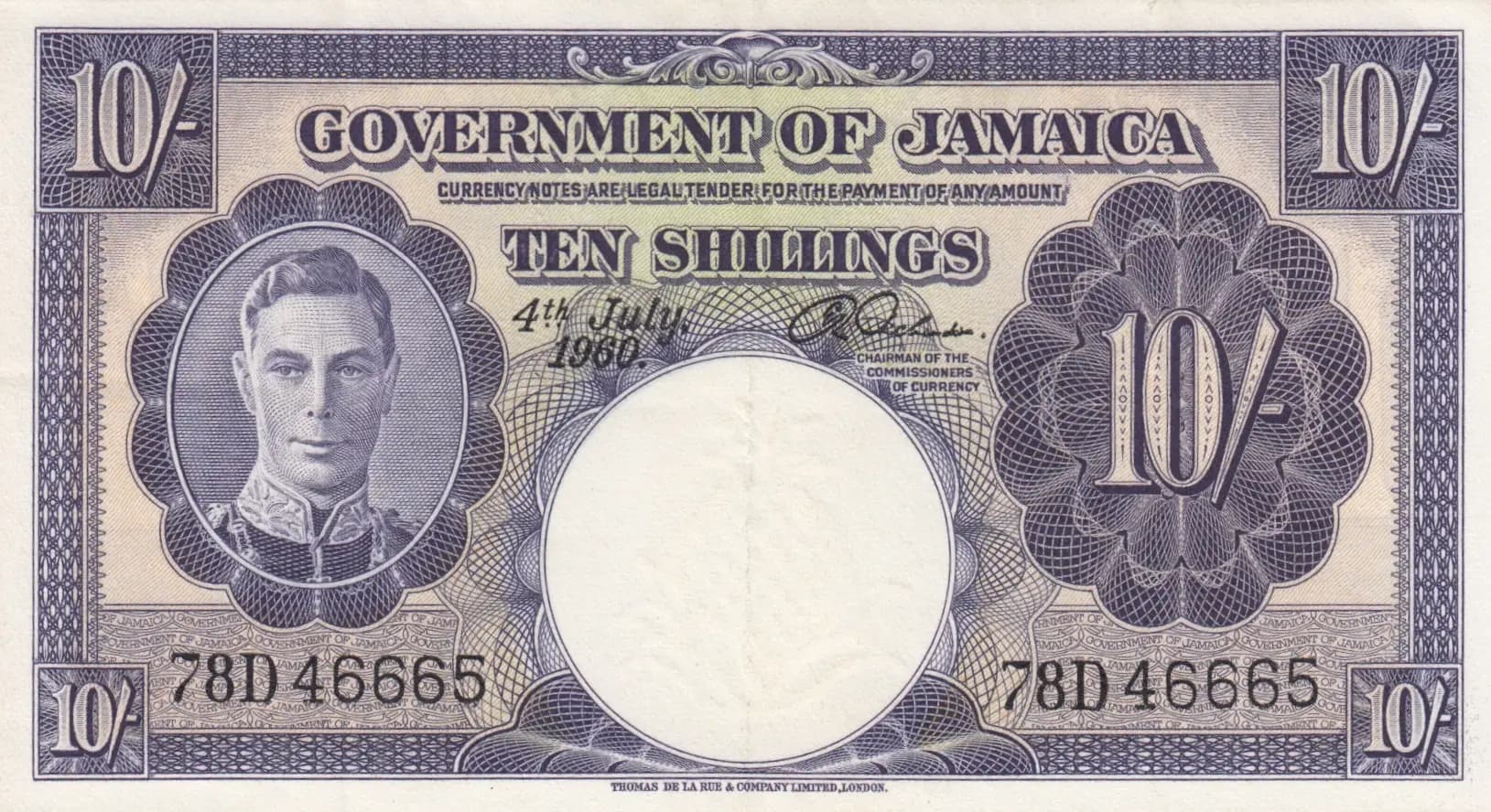 10 shillings 1960 from Jamaica, P-46 (1960) — image 1