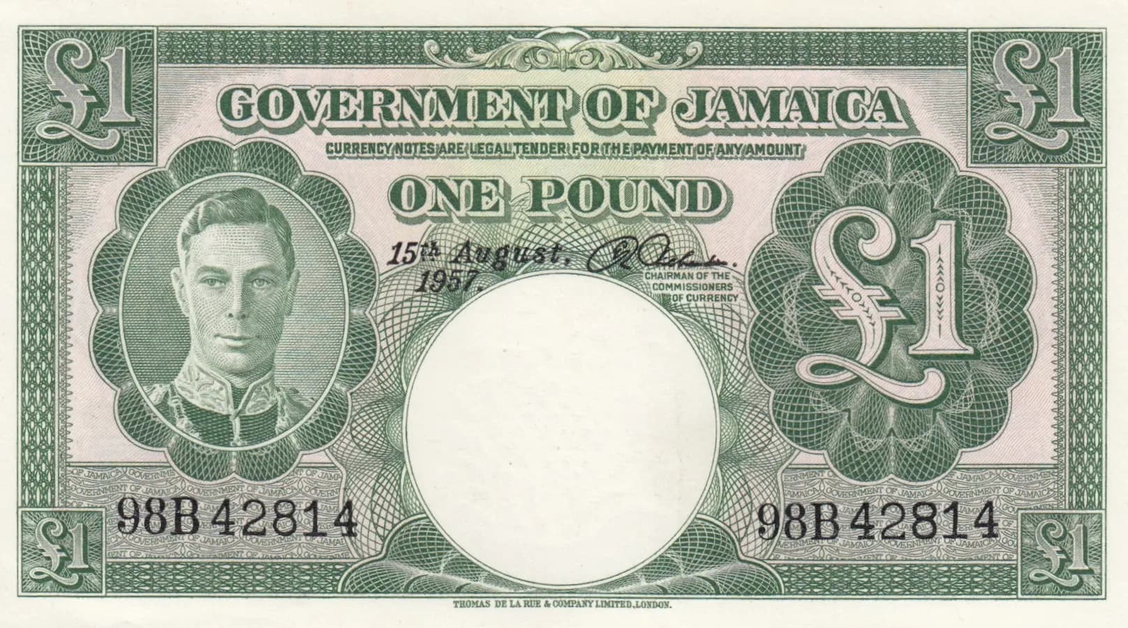 1 pound 1957 from Jamaica, P-41b (1957) — image 1