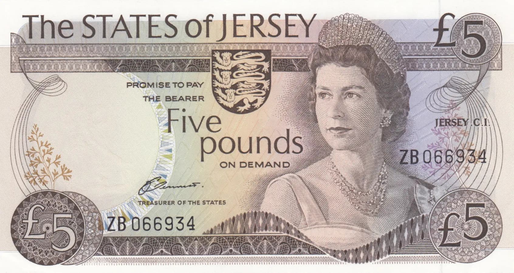 5 pounds 1976 from Jersey, P-12a (1976) — image 1