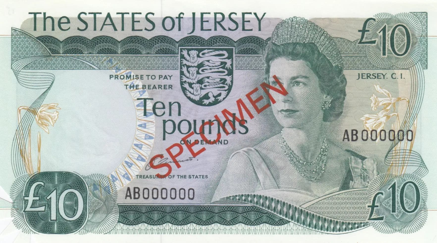 10 pounds 1976 specimen from Jersey, P-13as (1976) — image 1
