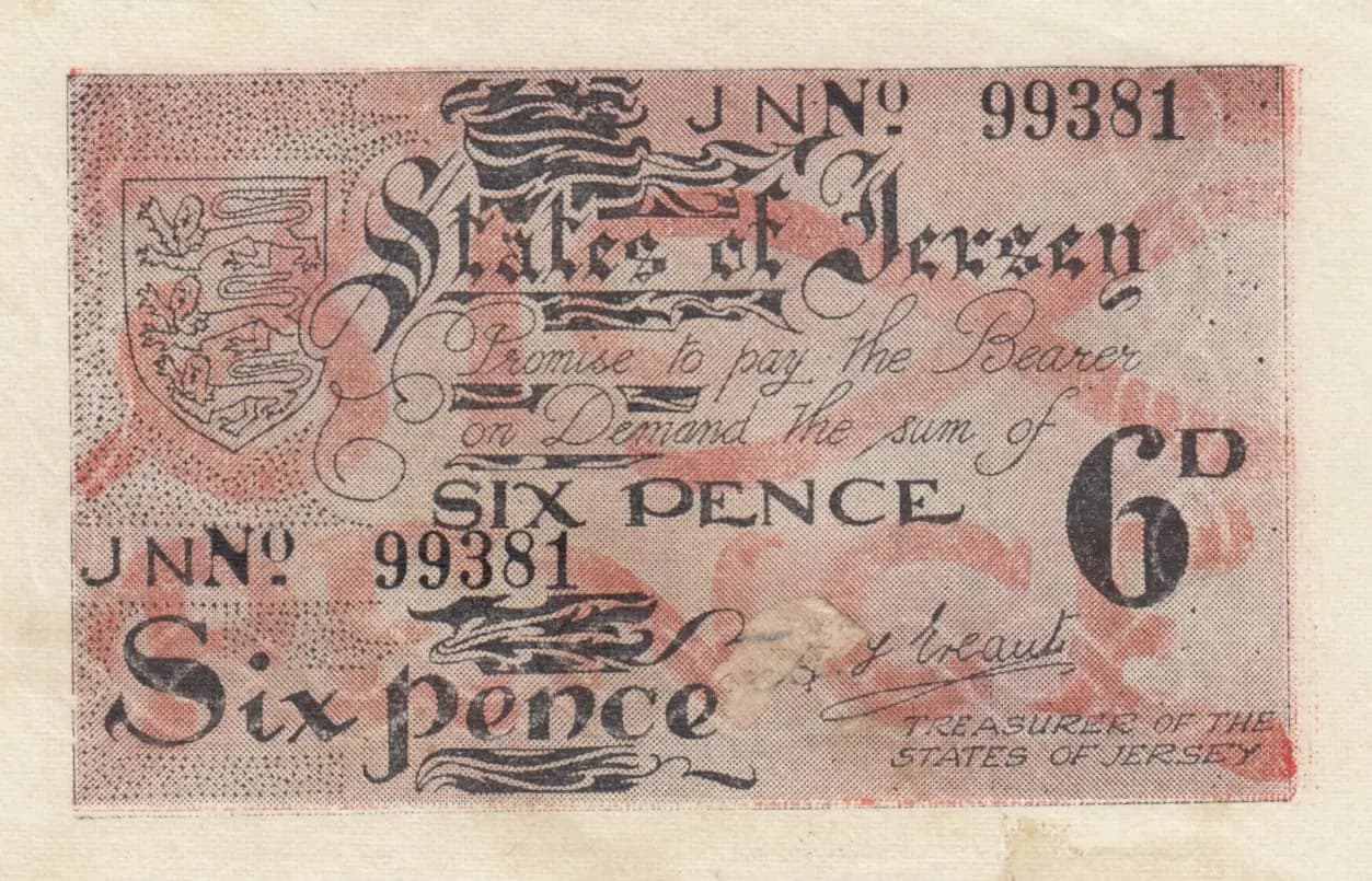 6 pence 1941 from Jersey, P-1