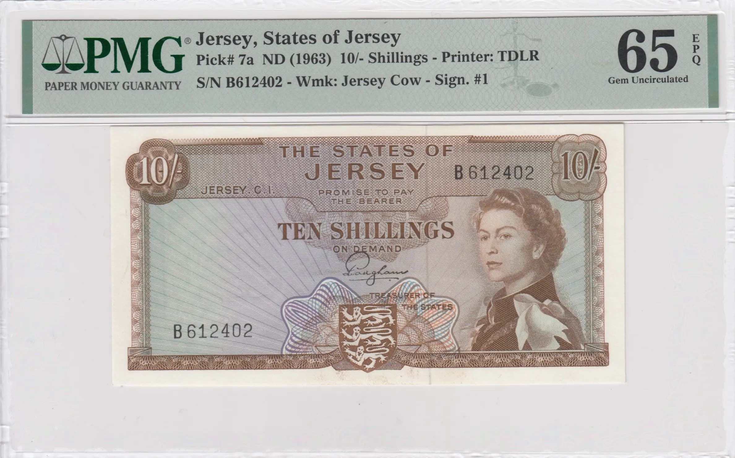 10 shillings 1963 from Jersey, P-7