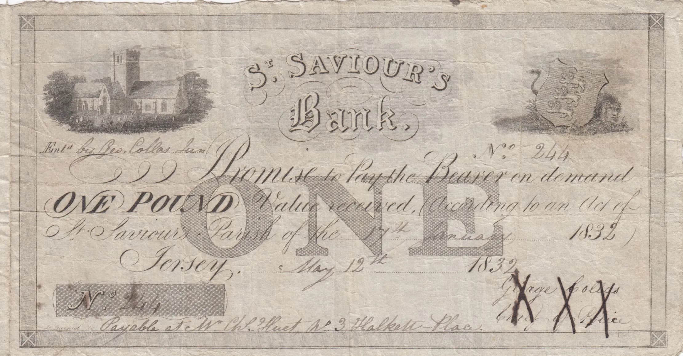 1 pound 1832 from Jersey, P-S346