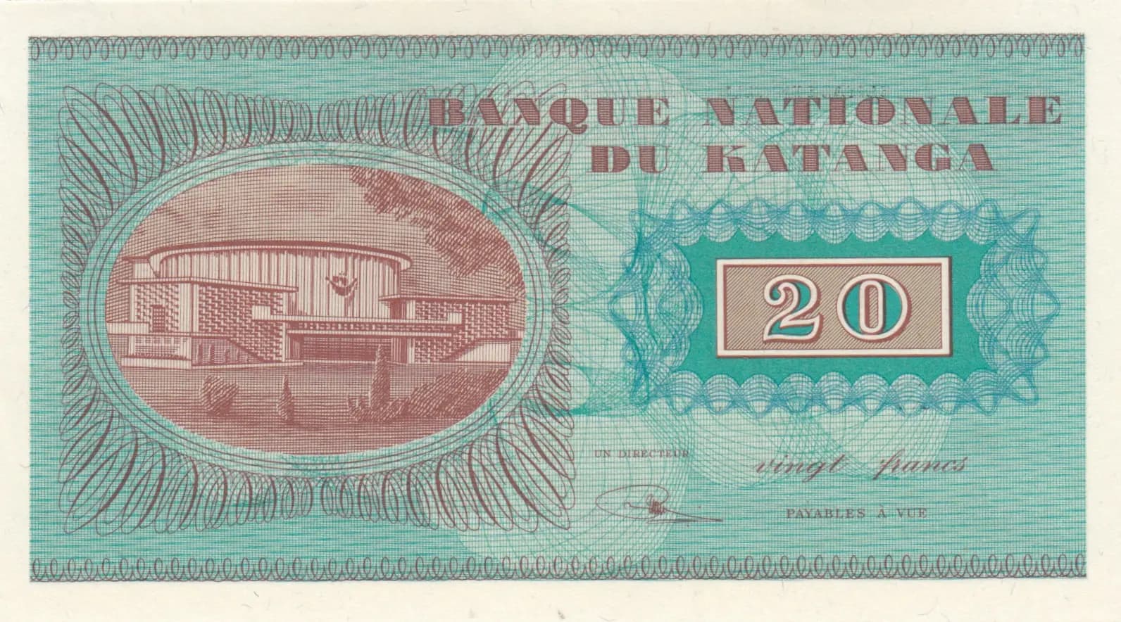 20 francs 1960 from Katanga, P-6a (1960) — image 2