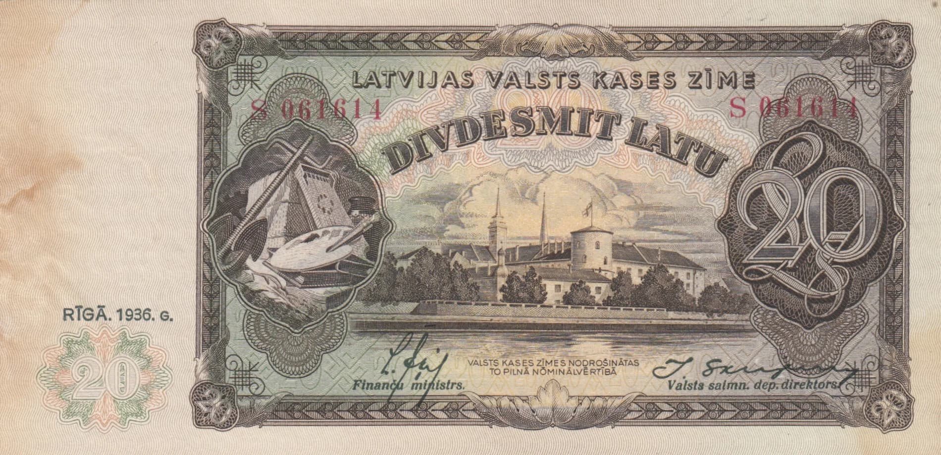 20 latu 1936 from Latvia, P-30b