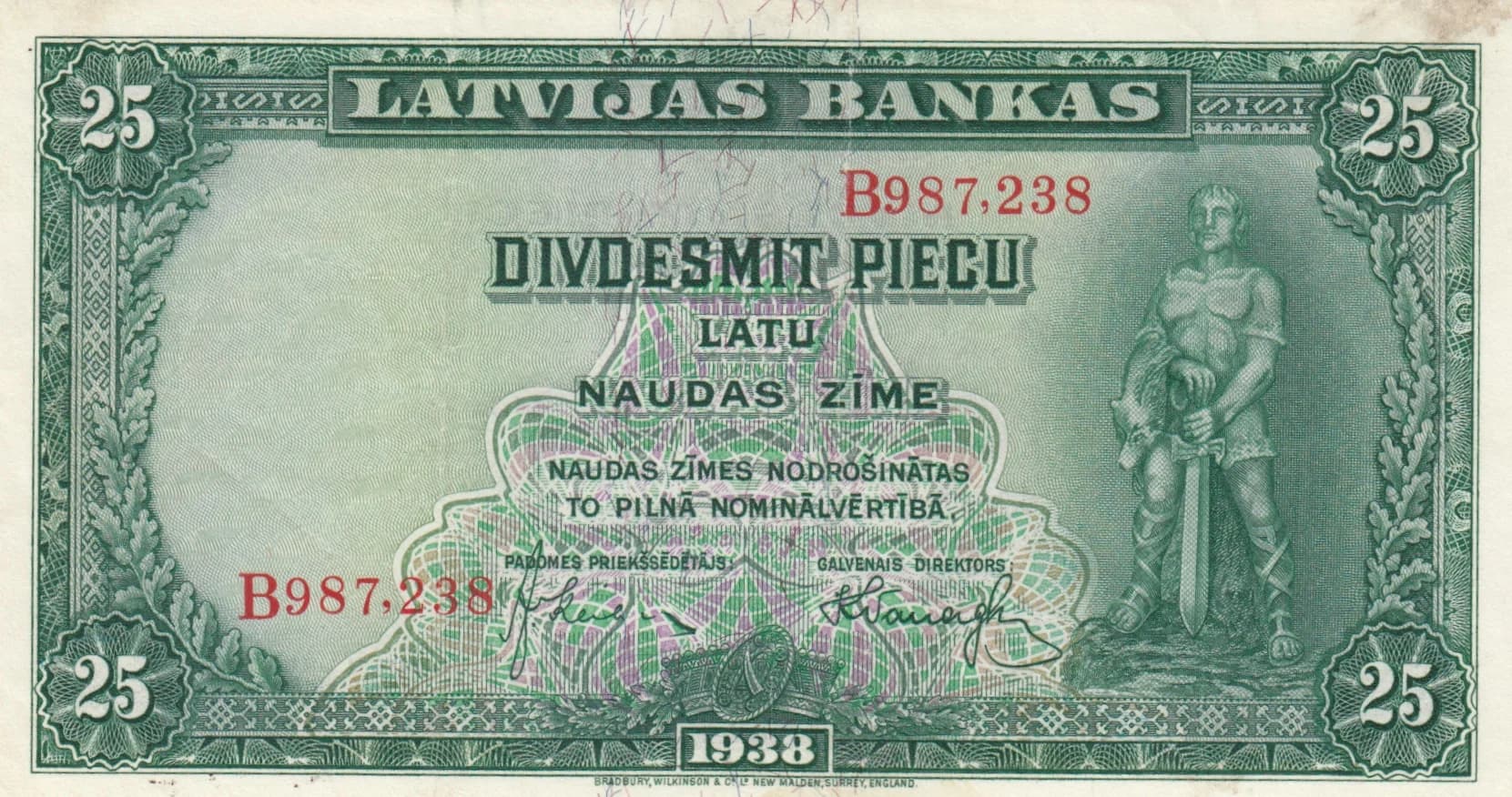 25 latu 1938 from Latvia, P-21