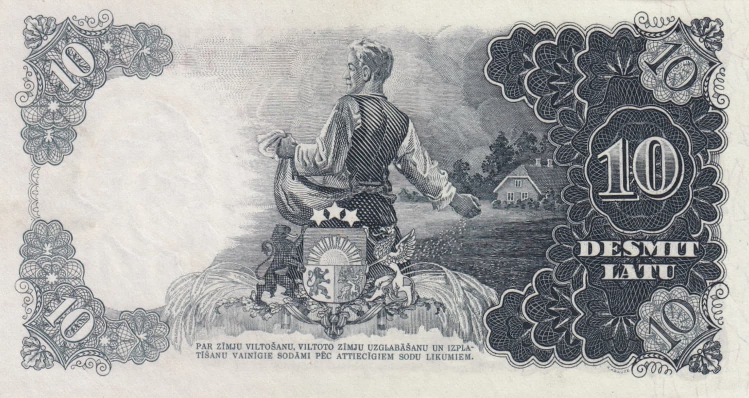 10 Latu 1937 from Latvia, P-29a (1937) — image 2