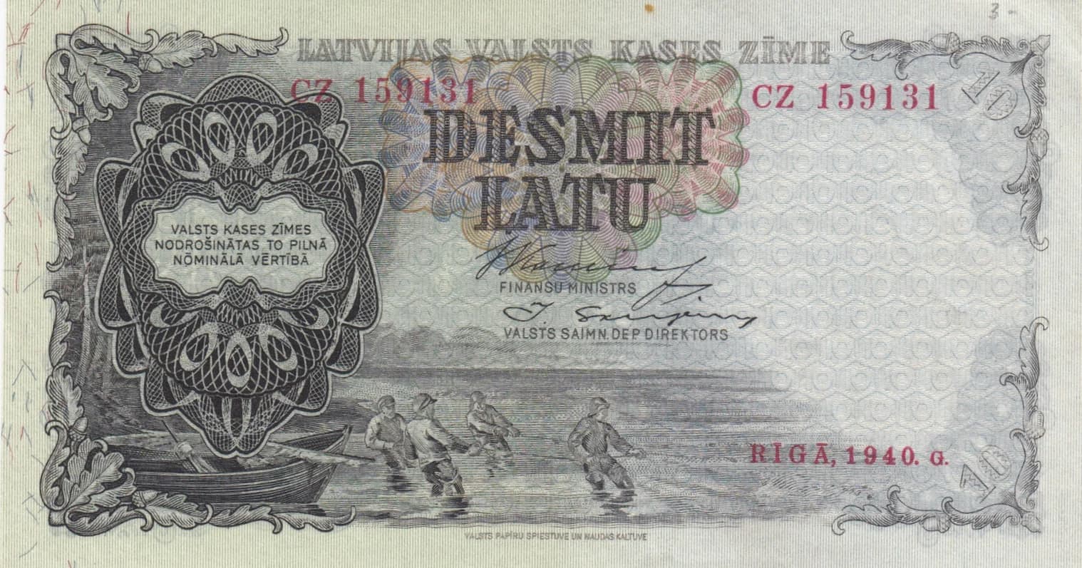 10 Latu 1940 from Latvia, P-29d (1940) — image 1