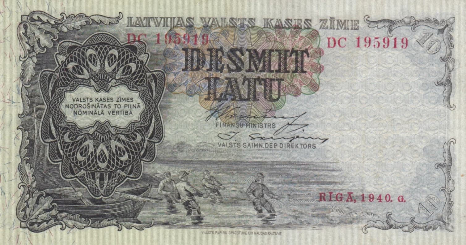 10 Latu 1940 from Latvia, P-29d (1940) — image 1
