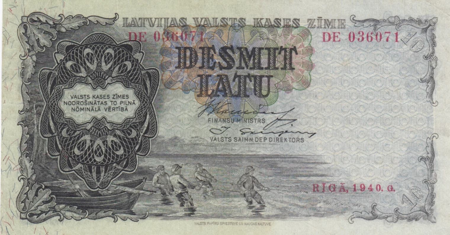 10 Latu 1940 from Latvia, P-29d (1940) — image 1