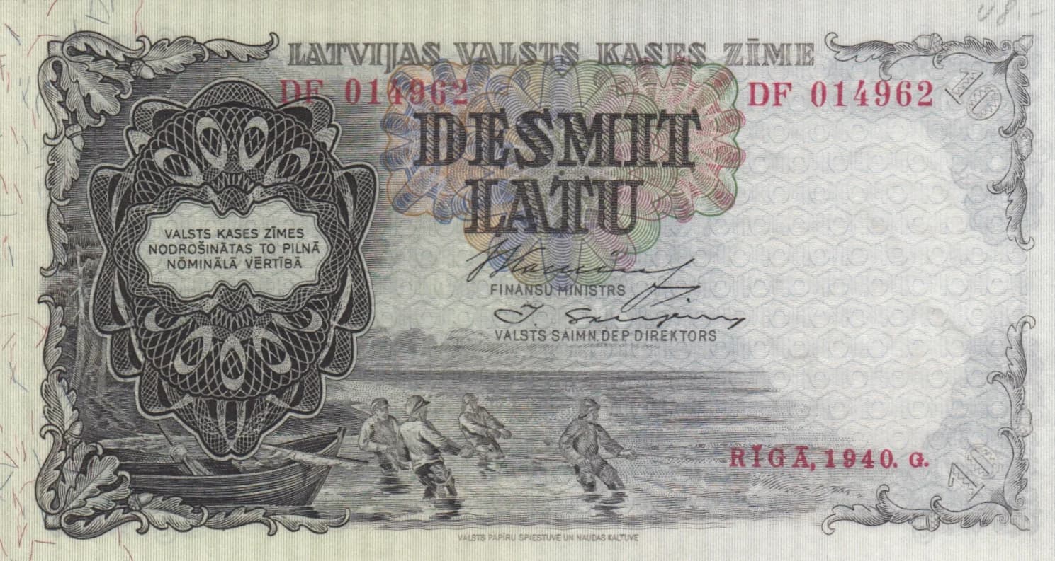 10 Latu 1940 from Latvia, P-29d (1940) — image 1