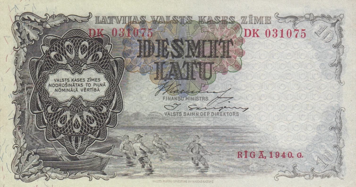 10 Latu 1940 from Latvia, P-29d (1940) — image 1