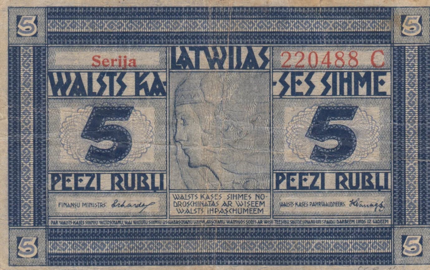 5 rubli 1919 from Latvia, P-3b
