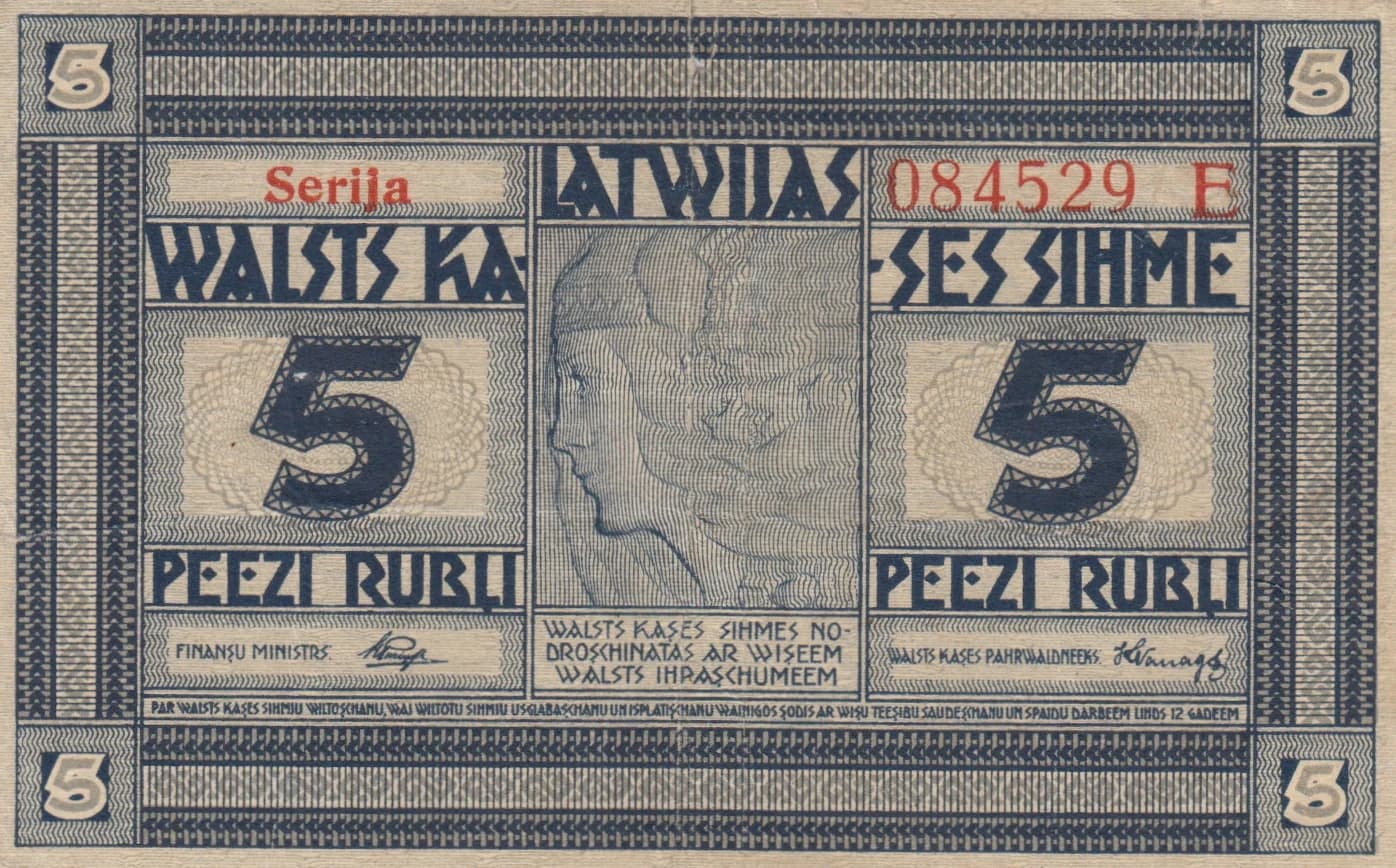 5 rubli 1919 from Latvia, P-3e (1919) — image 1