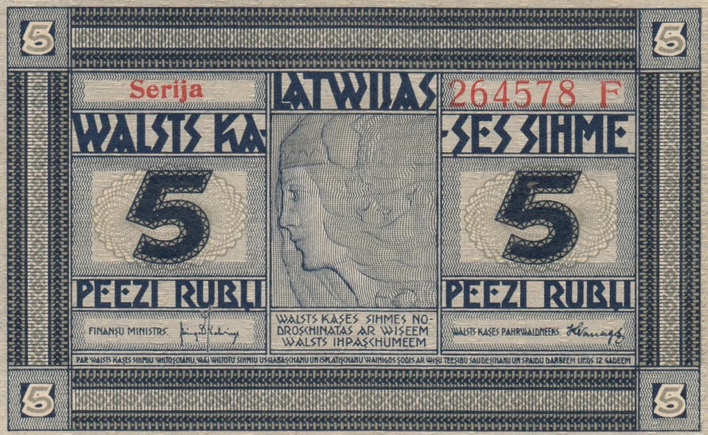 5 rubli 1919 from Latvia, P-3fF (1919) — image 1
