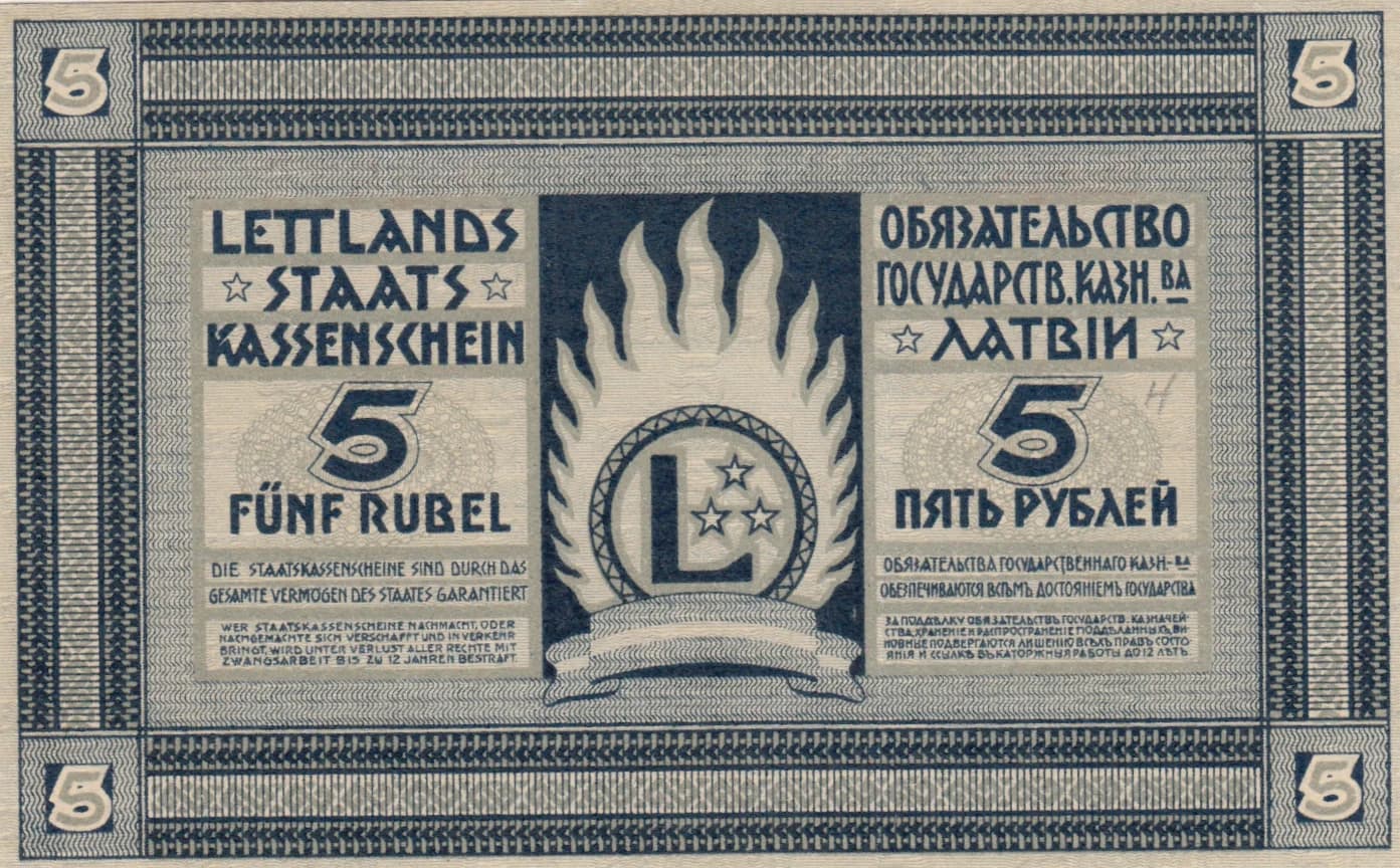 5 rubli 1919 from Latvia, P-3fF (1919) — image 2