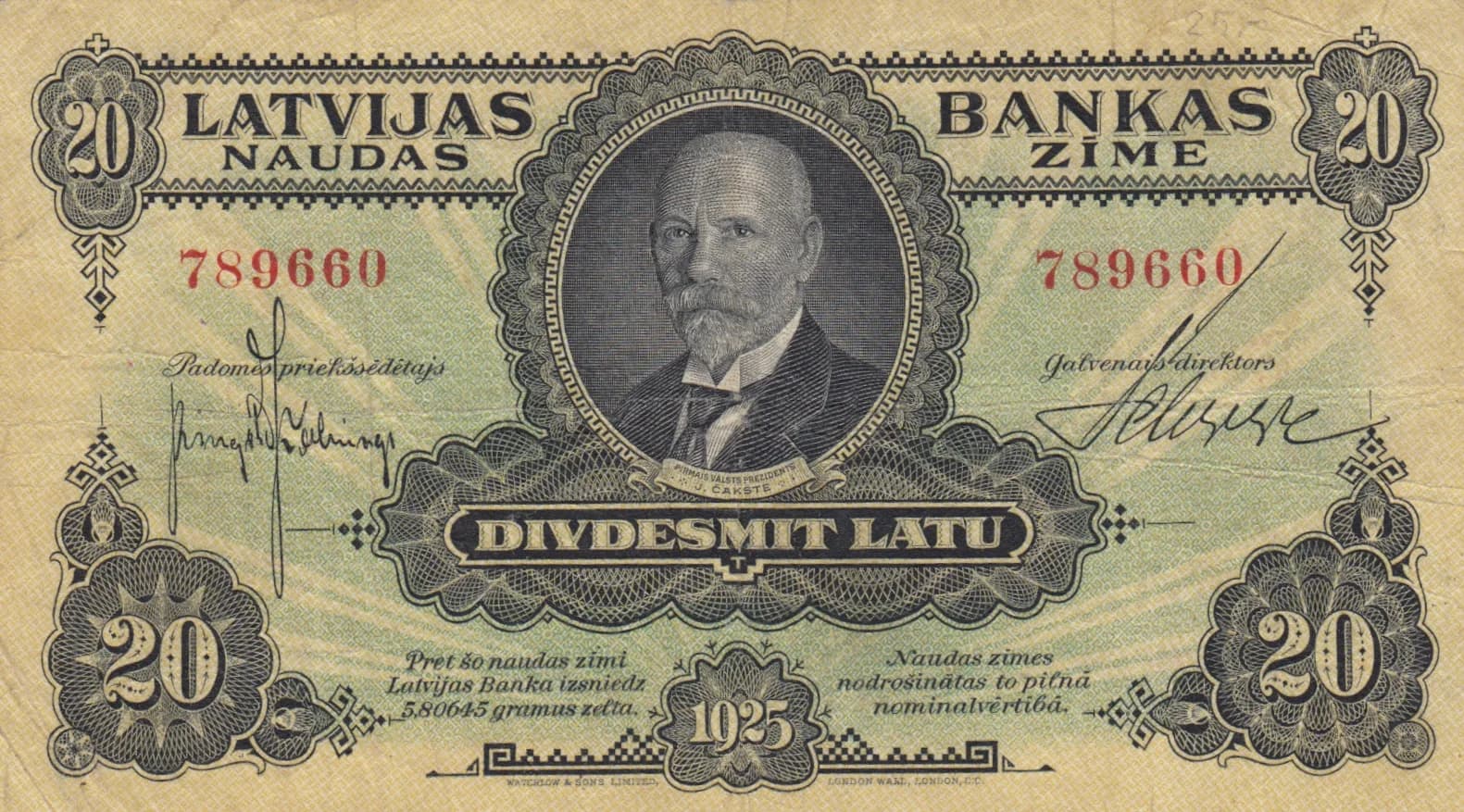 20 latu 1925 from Latvia, P-17 (1925) — image 1