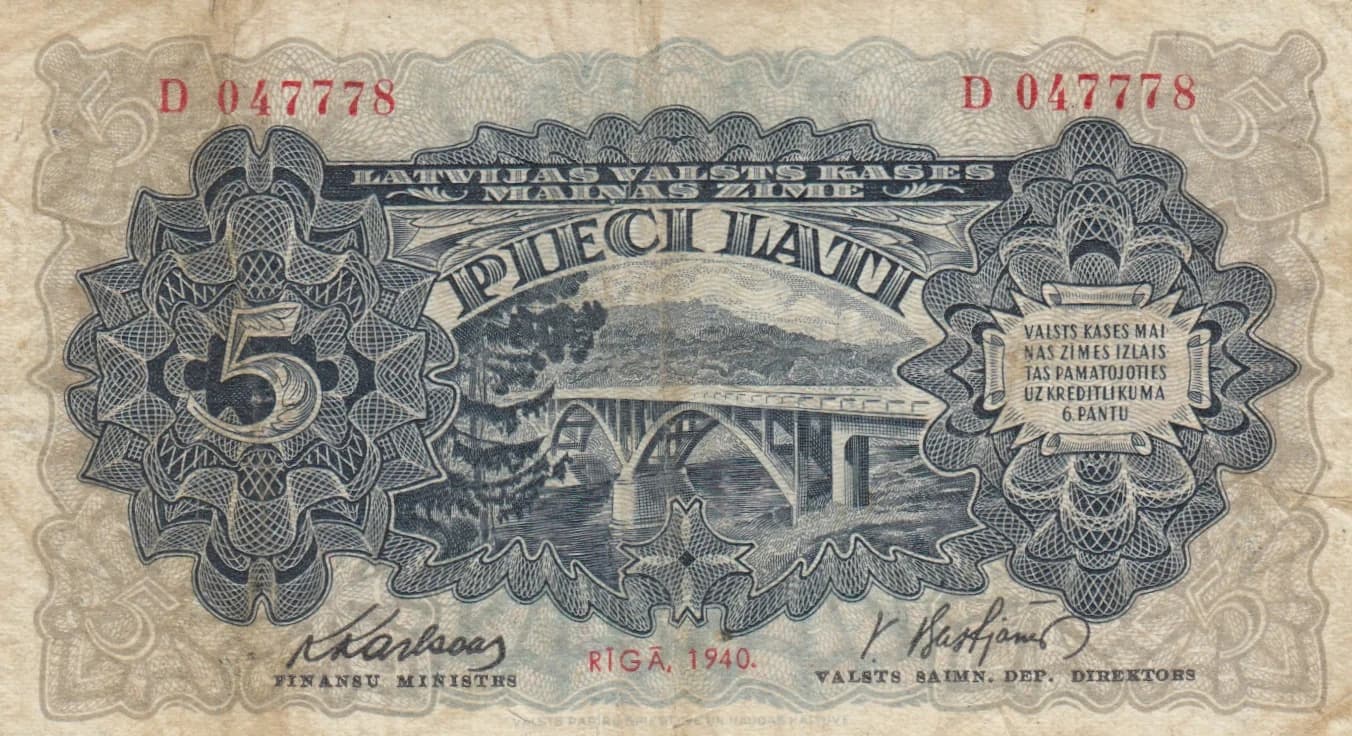 5 latu 1940 from Latvia, P-34a (1940) — image 1