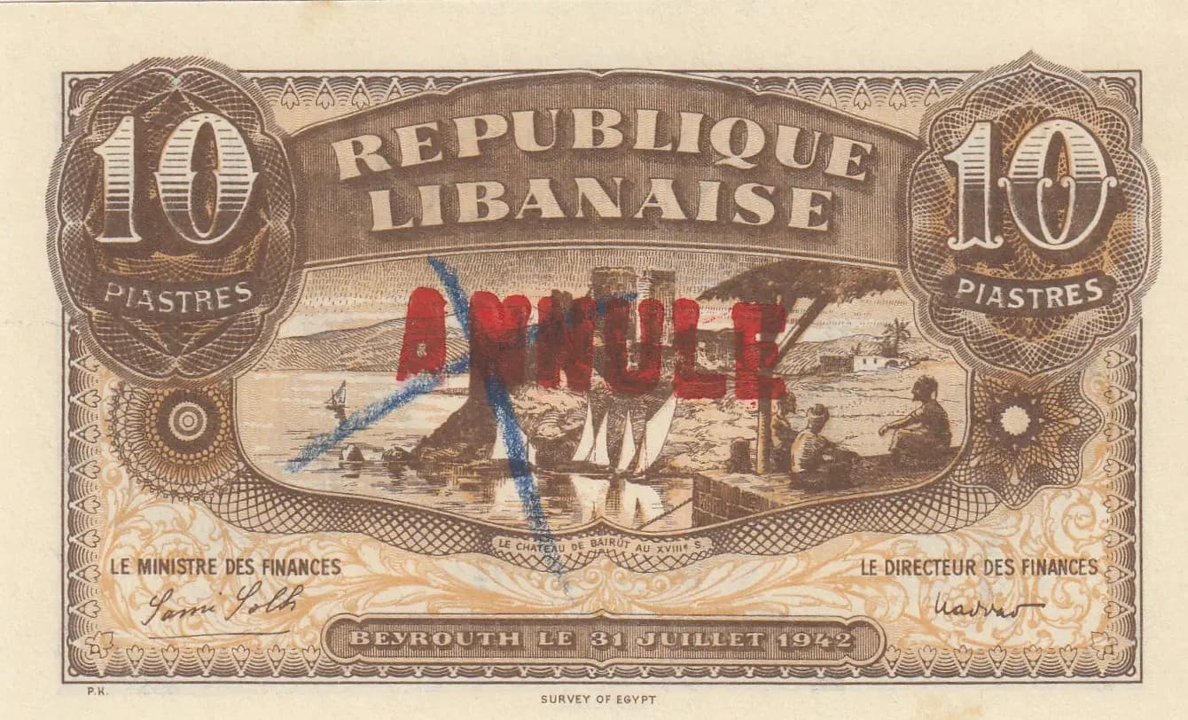 10 piastres 1942 from Lebanon, P-35