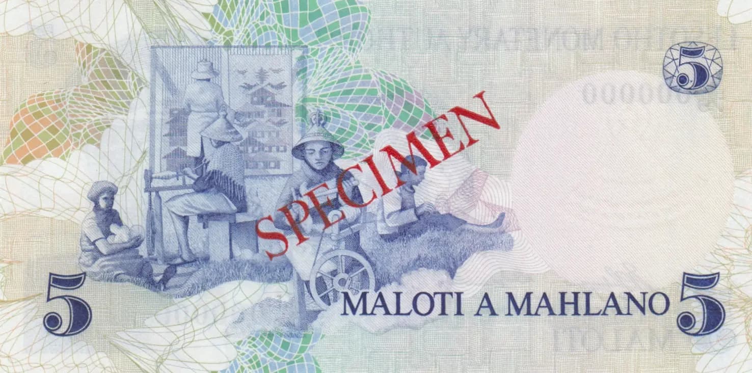 5 maloti 1979 specimen from Lesotho, P-2s (1979) — image 2