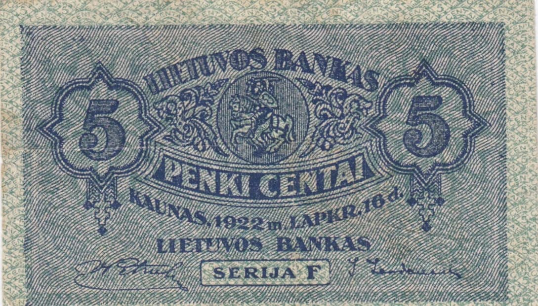 5 centai 1922 from Lithuania, P-9 (1922) — image 1