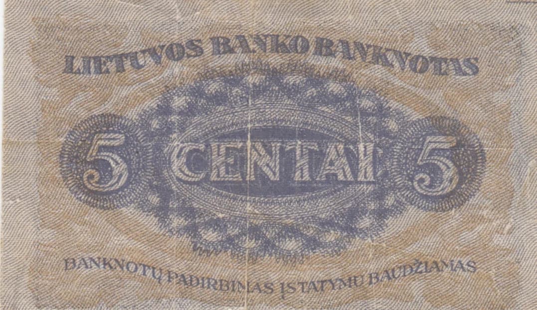 5 centai 1922 from Lithuania, P-9 (1922) — image 2