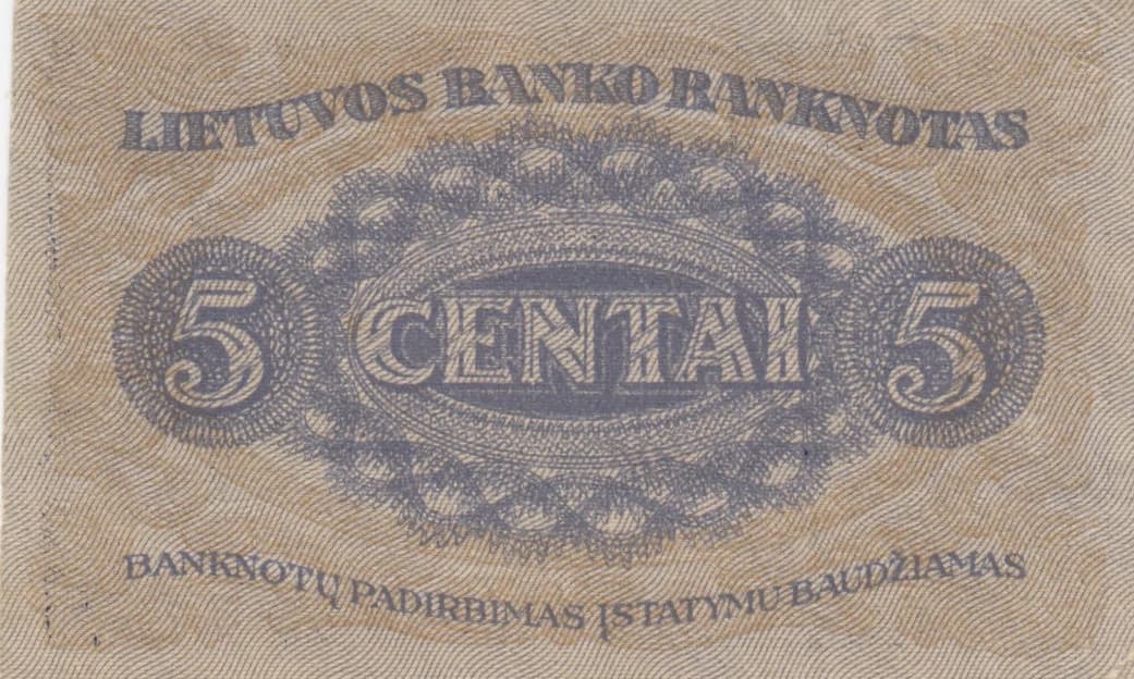 5 centai 1922 from Lithuania, P-9 (1922) — image 2