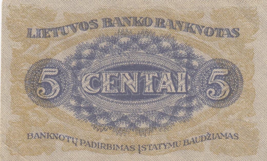 5 centai 1922 from Lithuania, P-9 (1922) — image 2