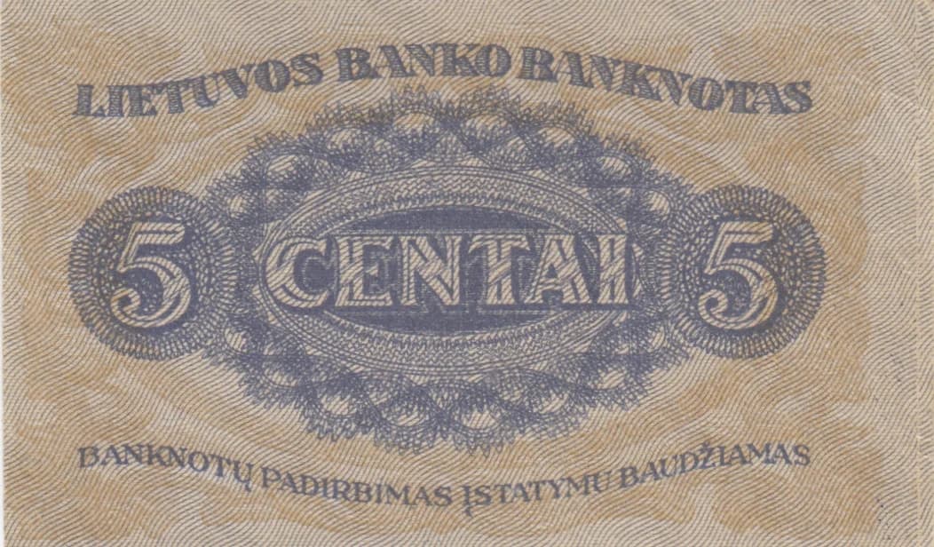 5 centai 1922 from Lithuania, P-9 (1922) — image 2