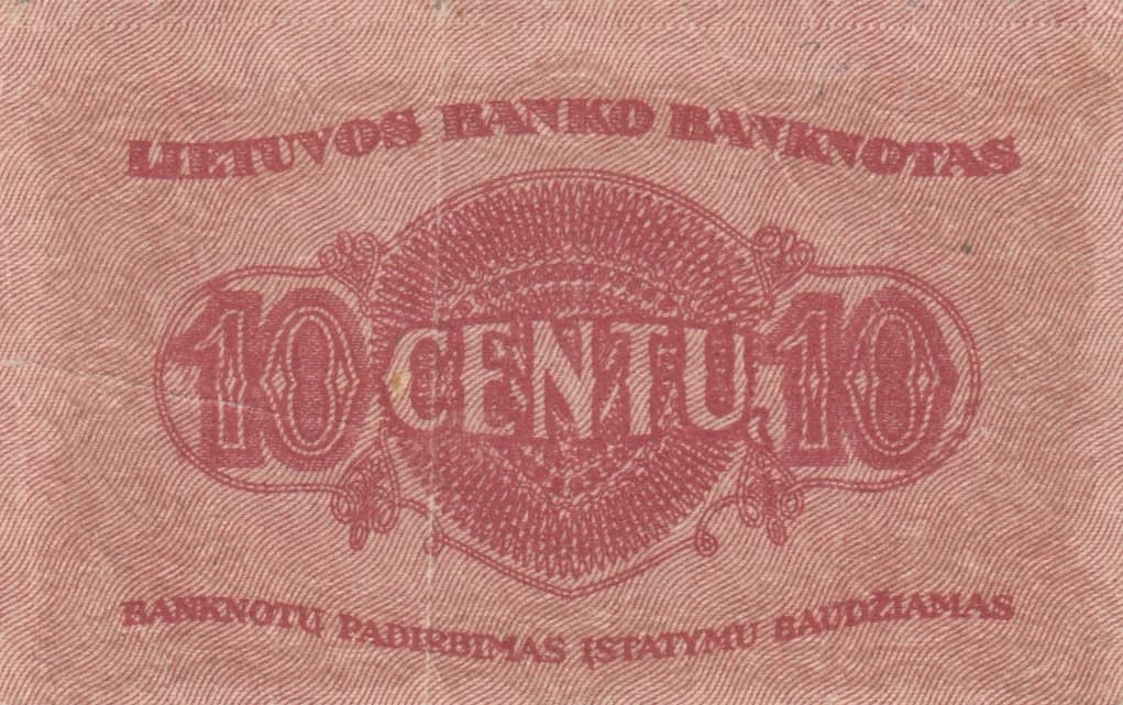 10 centu 1922 from Lithuania, P-10 (1922) — image 2
