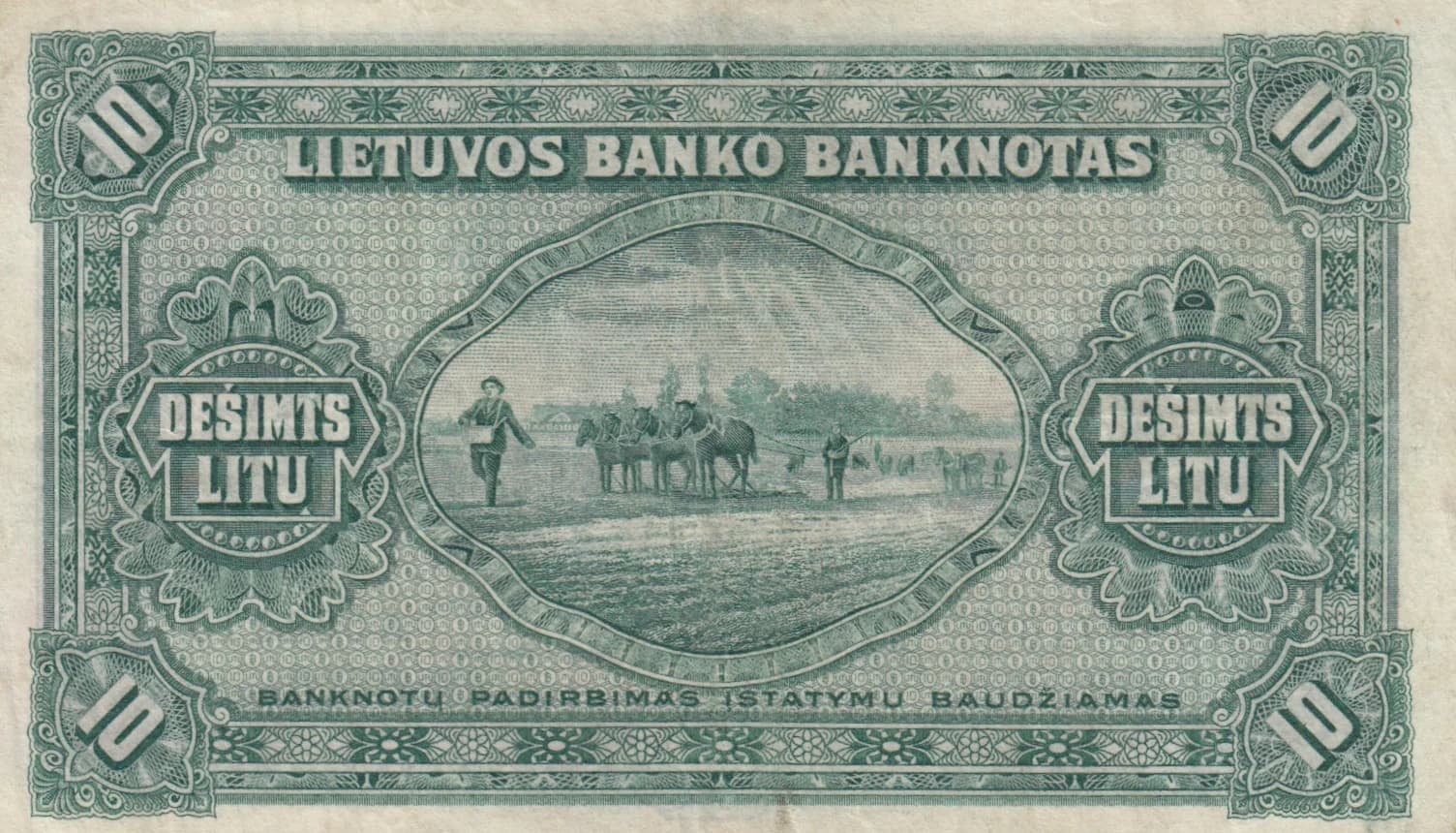 10 litu 1927 from Lithuania, P-23 (1927) — image 2