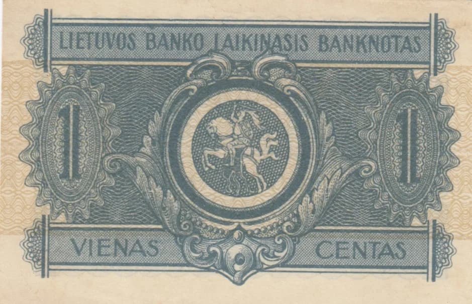 1 centas 1922 from Lithuania, P-1 (1922) — image 2