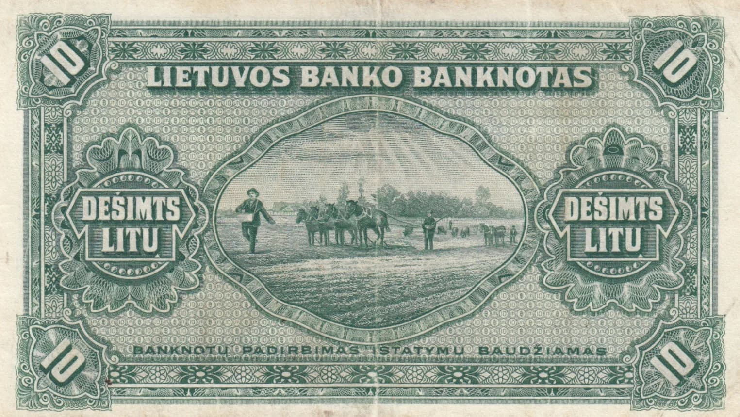 10 litu 1927 from Lithuania, P-23 (1927) — image 2