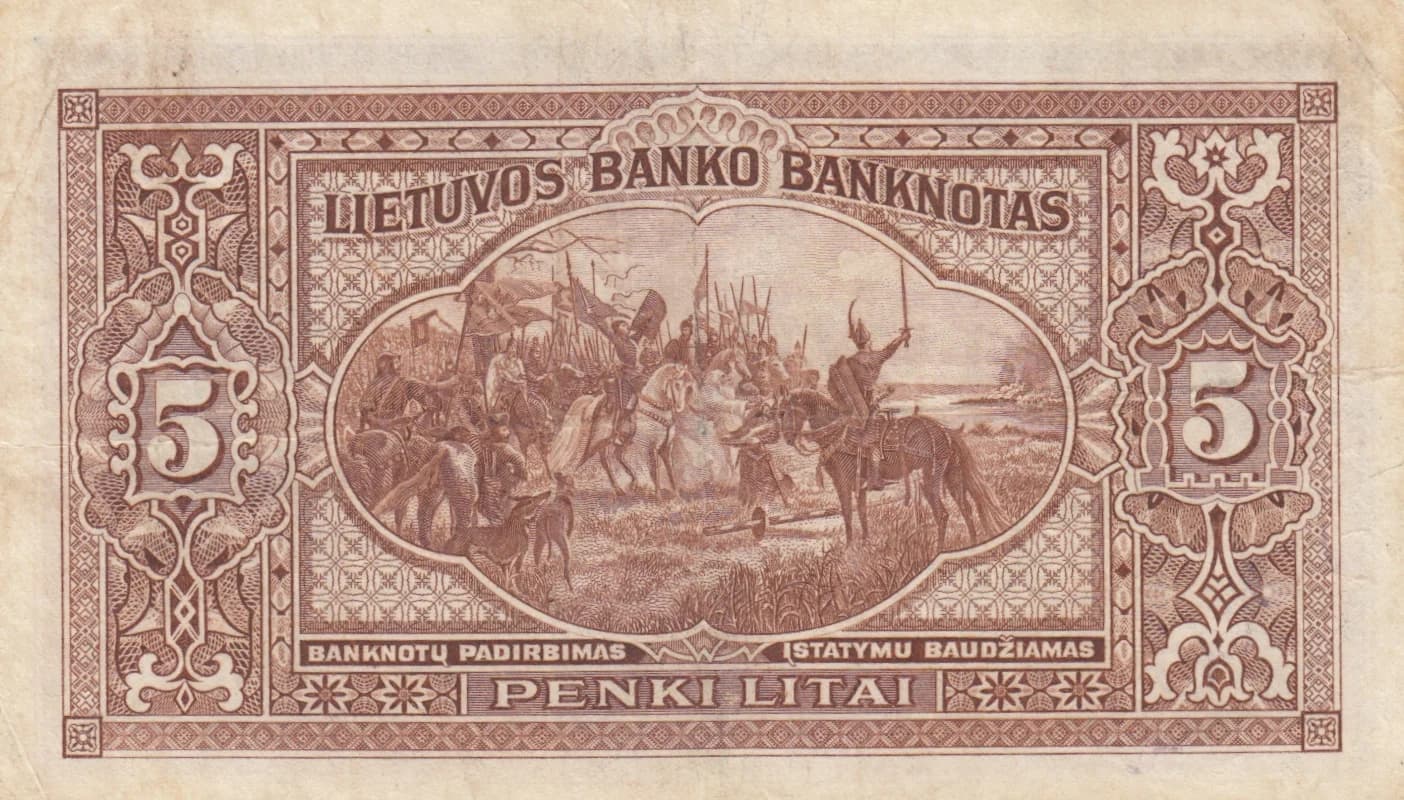 5 litai 1929 from Lithuania, P-26 (1929) — image 2