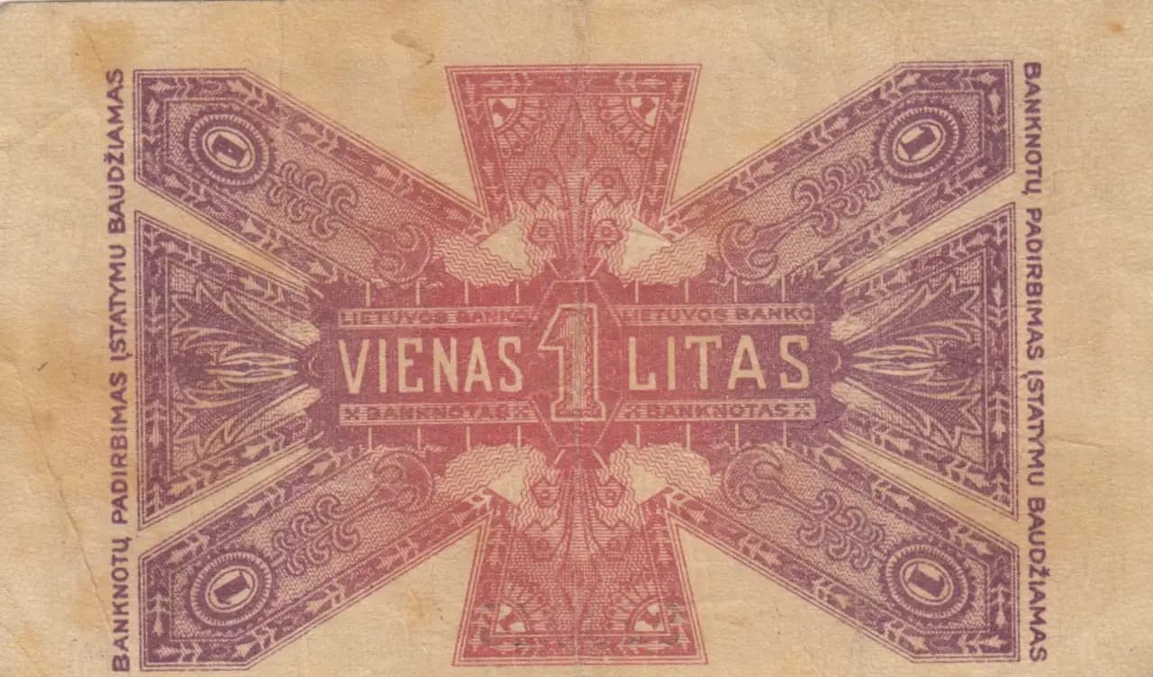 1 litas 1922 from Lithuania, P-13 (1922) — image 2