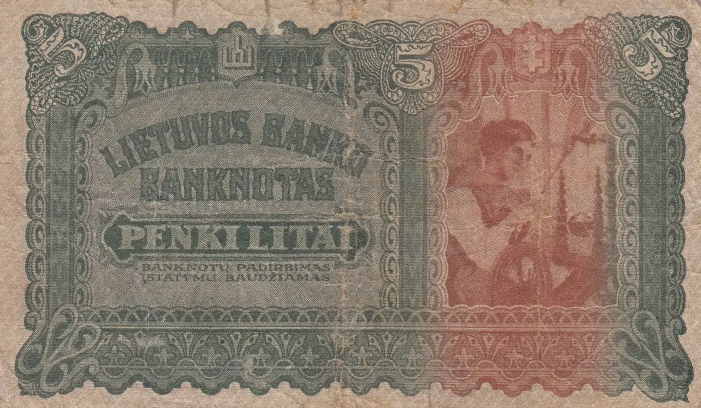 5 litai 1922 from Lithuania, P-16 (1922) — image 2