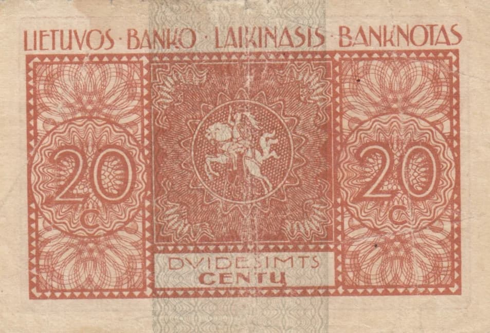 20 centu 1922 from Lithuania, P-3 (1922) — image 2