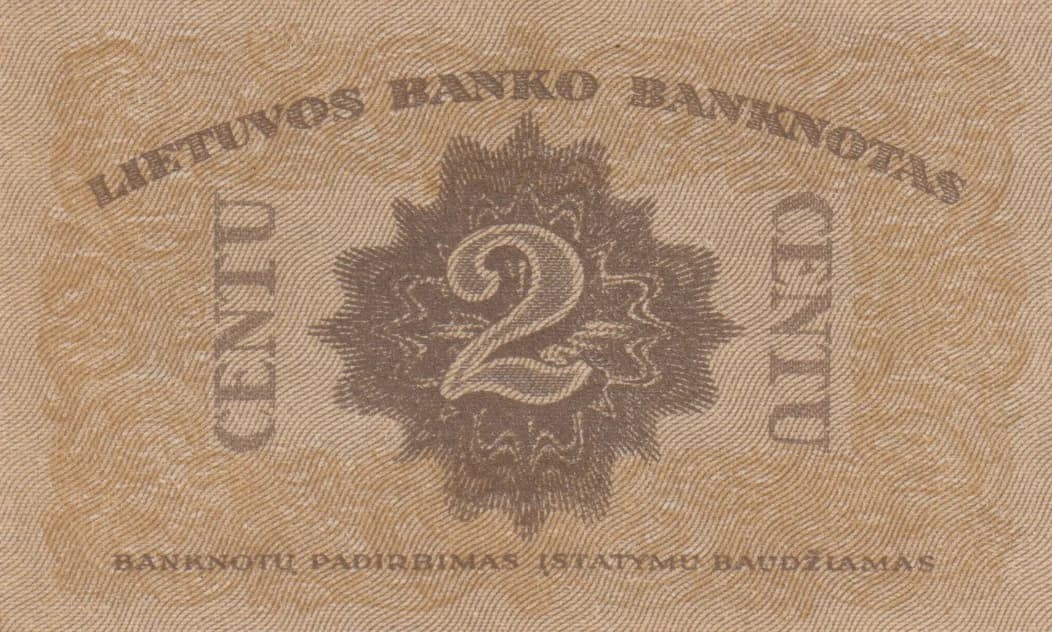 2 centu 1922 from Lithuania, P-8 (1922) — image 2